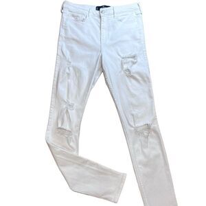 Hollister high rise skinny jeans distressed white size 28